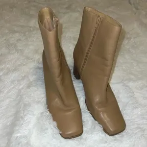 Brown Leather Amanda Smith Booties with Wooden Block Heel size 9 1/2 thumbnail 5