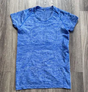 Lululemon Athletica Heathered Blue Short Sleeve Tee Swiftly Short Sleeve Top thumbnail 1