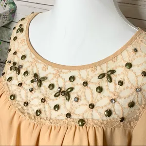 BKE Long Sleeve Beaded Trim High Low Tunic Top blouse Size Medium thumbnail 2
