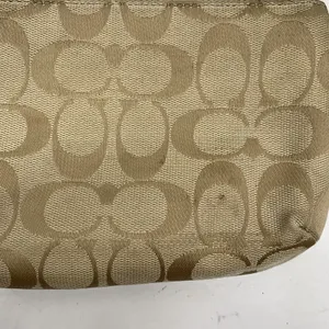 Coach Small Wristlet Signature Jacquard Monogram Khaki Tan White Patent Leather thumbnail 8