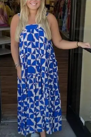 Abel the Label Geometric Print Maxi Dress Women’s Small thumbnail 1