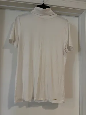 Women’s White Short-Sleeve Turtleneck Shirt thumbnail 2