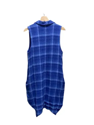Anthropologie Isabella Sinclair Tillie Linen Plaid Dress Blue Size M Cottagecore thumbnail 11