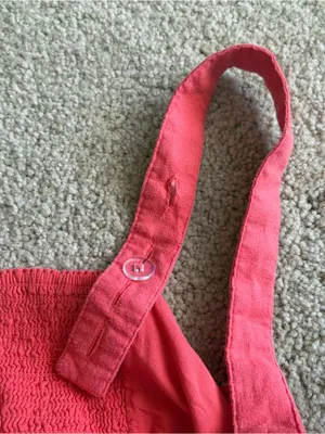 Abercrombie And Fitch Coral Red Linen Blend Summer Beach Lace Up Crop Size Large thumbnail 9