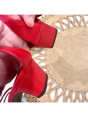 Zara Red Faux Leather Red Strappy Heeled Sandals Size 36 thumbnail 8