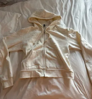 Cropped Zip-Up Hoodie H&M cream thumbnail 1