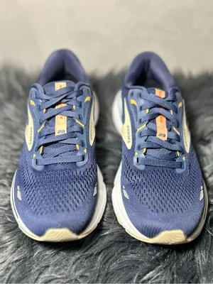 Brooks Men's Navy and Orange Adrenaline GTS Running Sneaker Size 8 thumbnail 3