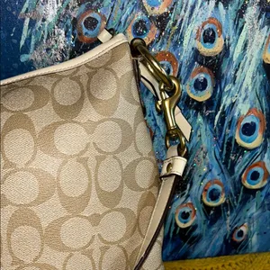 Coach Beige Signature Monogram Coated Canvas Crossbody/ Shoulder Bag thumbnail 7