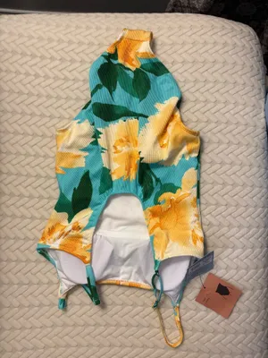 Shade & Shore One-Piece Swimsuit XS Teal Floral New thumbnail 6