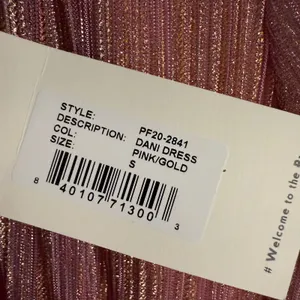 Retrofete Dani Pink Gold Lurex Long Sleeve V-Neck Mini Dress Size Small thumbnail 14