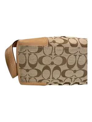 Vintage Coach Hamptons Signature Jacquard Flap Crossbody Bag | Tan Khaki Leather F13066 thumbnail 3