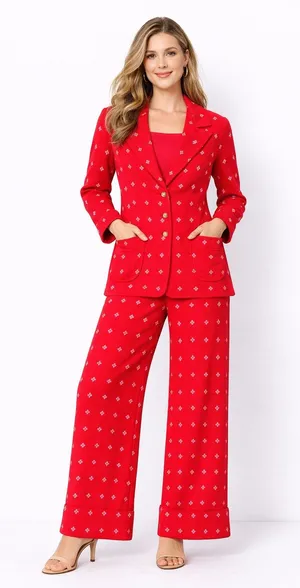 1980s Fire Islander Red Nautical Knit Pant Suit Set Small thumbnail 1