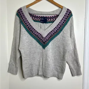 American Eagle Outfitters AEO Wool Blend Deep V Sweater Size Large Dolman Sleeve thumbnail 3
