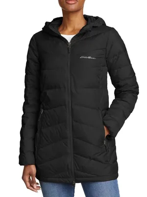 Eddie Bauer Hooded Chevron Down Parka Winter Coat Black XXL thumbnail 1