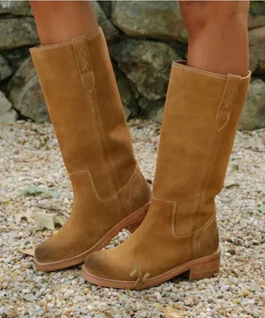 Free People Blaze Pull On Riding Boot in Toffee Suede thumbnail 1