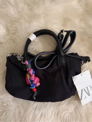 ZARA Black Mini Crossbody Bag with Colorful Charm thumbnail 3