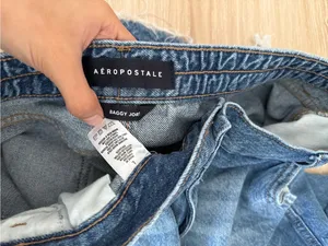 Aeropostale Men’s Large Baggy Denim Jorts Medium Wash 90s Relaxed Cargo thumbnail 3
