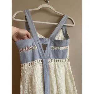 Altar’d State Cream Blue Lace Dress Sz‎ Small thumbnail 11