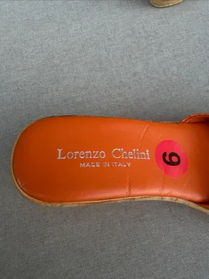 Lorenzo Cellini Women's Orange Cork Wedge Slide Sandal size 6 thumbnail 4