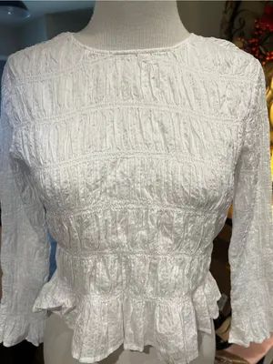 Frame white ruched blouse blanc size S thumbnail 5