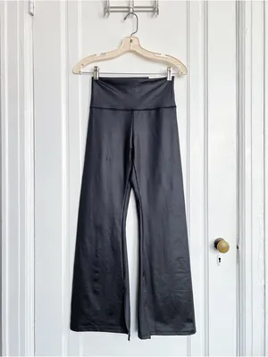 Offline by Aerie • The Hugger Coated Crop Slit Flare Legging 7/8 ankle black thumbnail 3