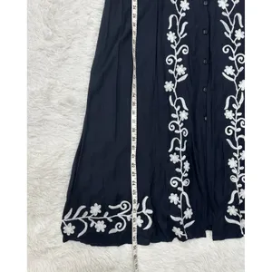 Marisol Women's Size-XL Midi Dress‎ Embroidered Dark Blue Rayon thumbnail 7