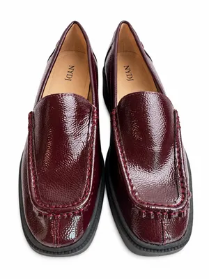 NYDJ Burgundy Patent Leather Chunky Lug Sole Loafers thumbnail 1