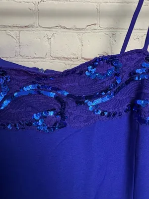 Vintage y2k size 5/6 blue sequin embellished royal blue slip dress glam night thumbnail 4