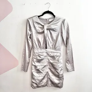 Revolve Silver Satin Mini Dress Sz XS‎ Party Cocktail Cut Out thumbnail 2