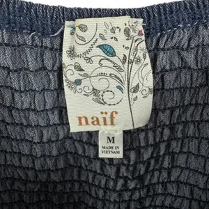 Naif Navy Blue Smocked Flutter Sleeve Mini Dress Womens Size‎ M Boho Scoop Neck thumbnail 4