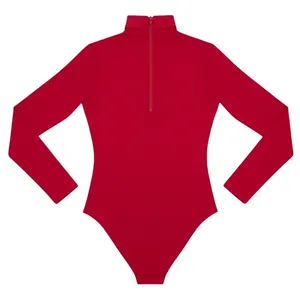 Body Wrappers Adult S Red Turtleneck Leotard Cheer Snap Crotch Zip Back thumbnail 4