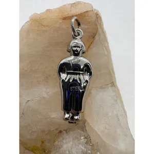 Vintage Dutch Boy Charm Pendant Silver Tone Rhodium Plated Marked Sterling 1.52g thumbnail 2