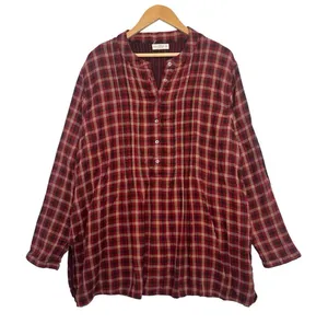 Natural Life Top Womens XL Red Plaid Flowy Tunic Boho Gauzy Peasant Boho Casual thumbnail 1