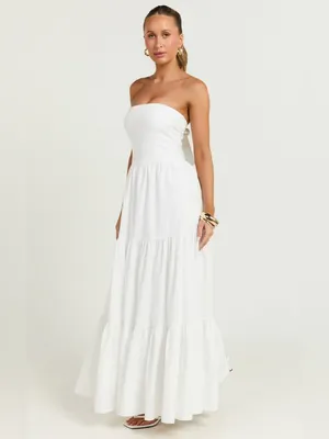 SHOWPO Trish Strapless Tiered Maxi Dress In White thumbnail 3