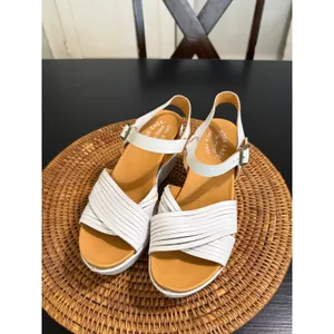 Kork-Ease White Leather Platform Wedge Sandals Strappy Ankle Strap K51501 8M thumbnail 3