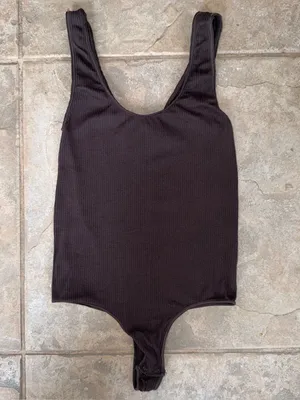 Skims Stretch Rib Scoop Tank Bodysuit In Soot Size S/M thumbnail 2