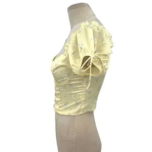 Princess Polly Allyson Corset Top Puff Sleeve Yellow Floral Size US‎ 4 thumbnail 7