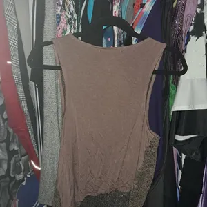 Black Brown Sleeveless Knit Top with Rhinestone Embellishments – Size L thumbnail 4