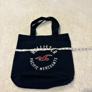 VTG Y2K Hollister Canvas Navy Tote Bag Cotton Mallcore 2000s Graphic Logo Preppy thumbnail 2