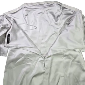 Abercrombie & Fitch Silver Satin Off the Shoulder Puff Sleeve Mini Dress XL‎ thumbnail 7