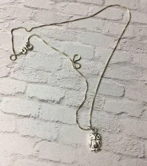 Sterling silver owl pendant with 18” box chain thumbnail 1
