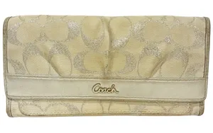 Vintage COACH Signature Metallic Jacquard Leather Medium Bifold Wallet Card Case thumbnail 1