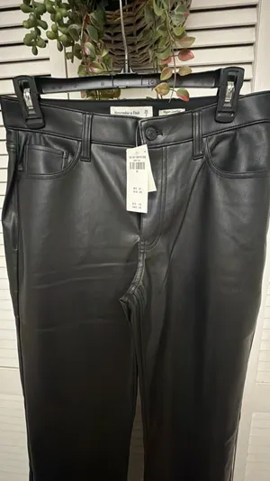 Abercrombie & Fitch Black Vegan Leather Pants thumbnail 3