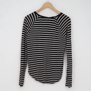 Forever 21 Top Womens L Raglan Black White Striped Long Sleeve Excellent thumbnail 3