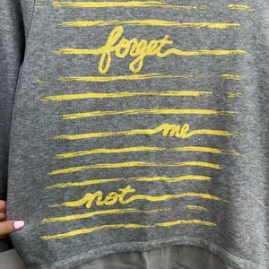Style & Co gray yellow layered flowy‎ cotton casual relaxed crewneck shirt large thumbnail 3