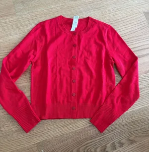 Classic Red Crewneck Button-Up Sweater - Women thumbnail 1
