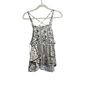 Free People Hey Girl Paisley Tan Strappy Handerkerchief Crop Top NWT Sz. M thumbnail 4