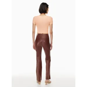Aritzia Wilfred Elaine Flared High-Rise Vegan Leather Pants Patina Brown 10 $148 thumbnail 2