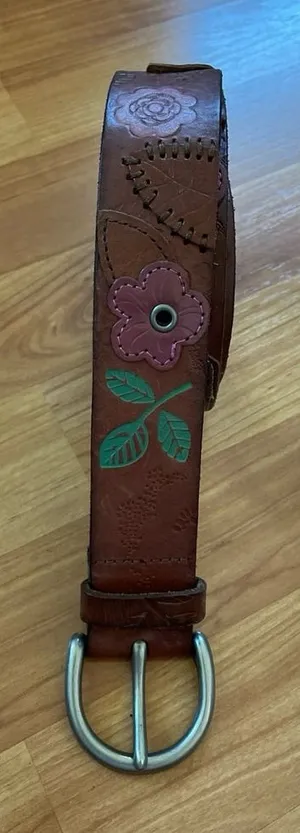 Vintage‎ Leather Fossil Belt thumbnail 1