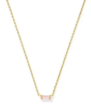 Kendra Scott Juliette Gold Pendant Necklace in Rose Quartz thumbnail 3